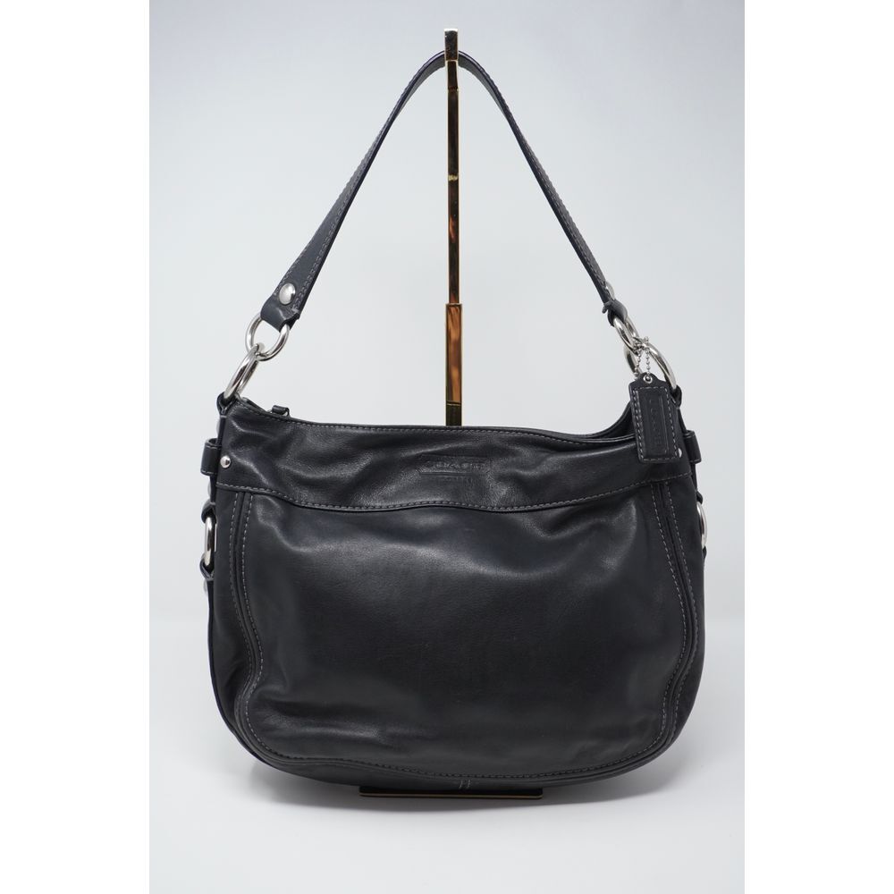 Coach Vintage Zoe Hobo Medium Black Leather Handbag with Crossbody Strap